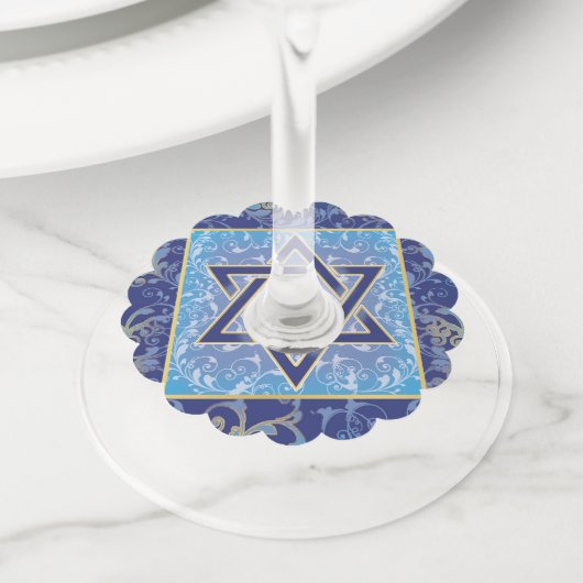 Judaica Jewish Star van David Wine Charm Blue (Dichtbij)