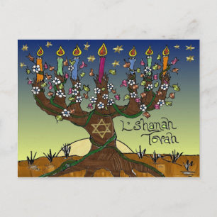 Judaica L'shanah Tovah Tree of Life Gifts Apparel Briefkaart