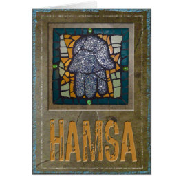 Judaica: Mosaic Hamsa w/ Cement Background