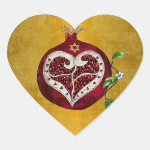 Judaica Pomegranate Heart Hanukkah Rosh Hashanah Hart Sticker