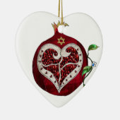 Judaica Pomegranate Heart Hanukkah Rosh Hashanah Keramisch Ornament (Rechts)