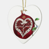 Judaica Pomegranate Heart Hanukkah Rosh Hashanah Keramisch Ornament (Links)