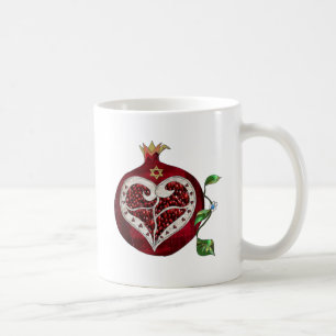 Judaica Pomegranate Heart Hanukkah Rosh Hashanah Koffiemok