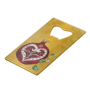 Judaica Pomegranate Heart Hanukkah Rosh Hashanah Kredietkaart Flessenopener