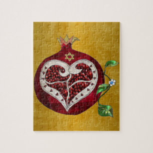 Judaica Pomegranate Heart Hanukkah Rosh Hashanah Legpuzzel