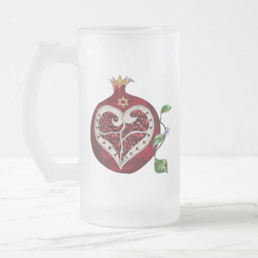 Judaica Pomegranate Heart Hanukkah Rosh Hashanah Matglas Bierpul (Links)