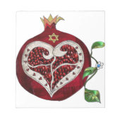 Judaica Pomegranate Heart Hanukkah Rosh Hashanah Notitieblok (Voorkant)