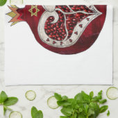Judaica Pomegranate Heart Hanukkah Rosh Hashanah Theedoek (Gevouwen)