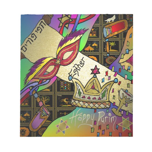 Judaica Purim Esther Celebration Art Print Notitieblok (Voorkant)