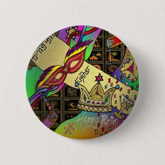 Judaica Purim Esther Celebration Art Print Ronde Button 5,7 Cm