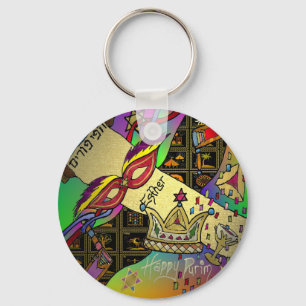 Judaica Purim Esther Celebration Art Print Sleutelhanger