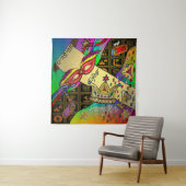 Judaica Purim Esther Celebration Dark Art Print Wandkleed (In situ)