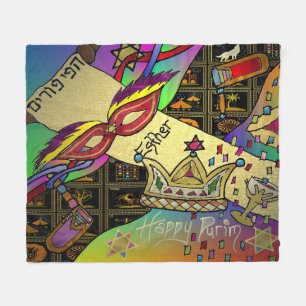 Judaica Purim Esther Joodse Feest Kunstprint Fleece Deken