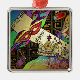 Judaica Purim Esther-vieringskunstdruk Metalen Ornament