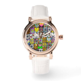 Judaica Retro 60s Psychedelic Shalom Horloge