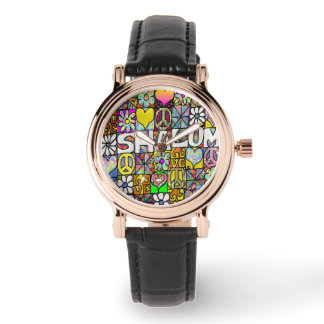 Judaica Retro 60s Psychedelic Shalom Horloge