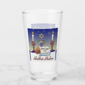 Judaica Shabbat Shalom Art Imprimer Coupe de Verre (Dos)