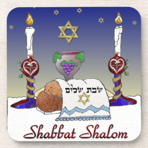 Judaica Shabbat Shalom Art Print Drankjes Onderzetter