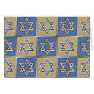 Judaica Star de David Metal Gold Blue