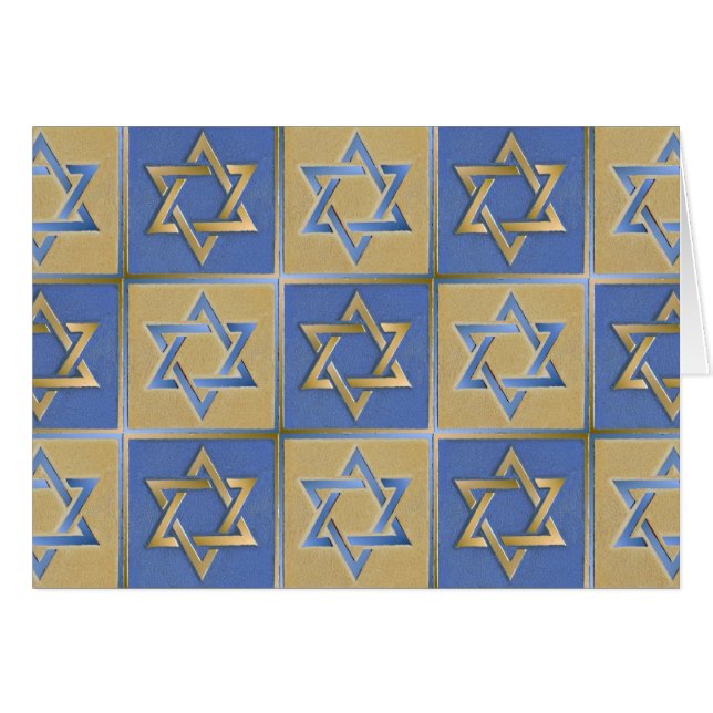 Judaica Star de David Metal Gold Blue (Devant horizontal)