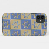 Judaica Star van David Metal Gold Blue Case-Mate iPhone Case (Achterkant (horizontaal))