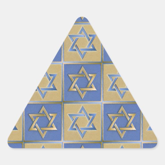 Judaica Star van David Metal Gold Blue Driehoek Sticker (Voorkant)