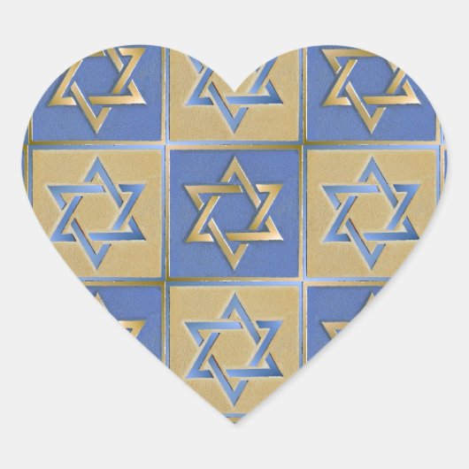 Judaica Star van David Metal Gold Blue Hart Sticker (Voorkant)