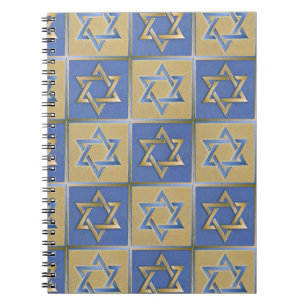 Judaica Star van David Metal Gold Blue Notitieboek