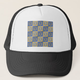 Judaica Star van David Metal Gold Blue Trucker Pet