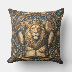 Judaica traditioneel ornament leeuw kussen