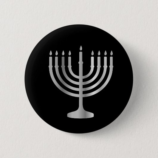 Judaism Menorah Ronde Button 5,7 Cm (Voorkant)