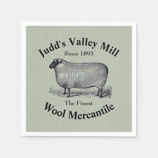 Judd's Valley Wool Mercantile Sheep Afbeelding Servet (Voorkant)