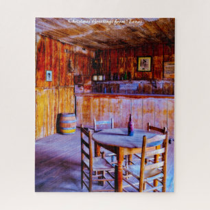 Judge Roy Bean Saloon Texas.Kerstgroeten Legpuzzel