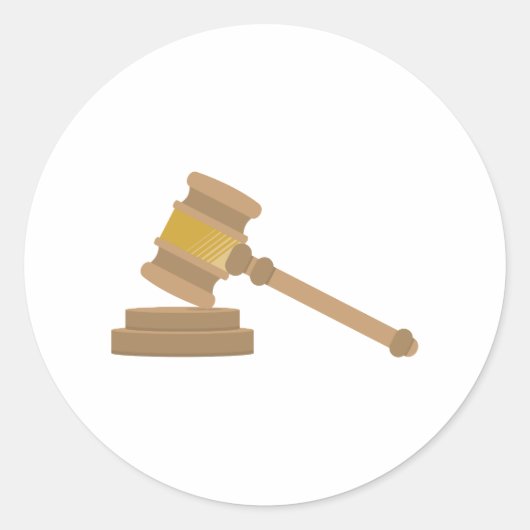 Judges Gavel Ronde Sticker (Voorkant)