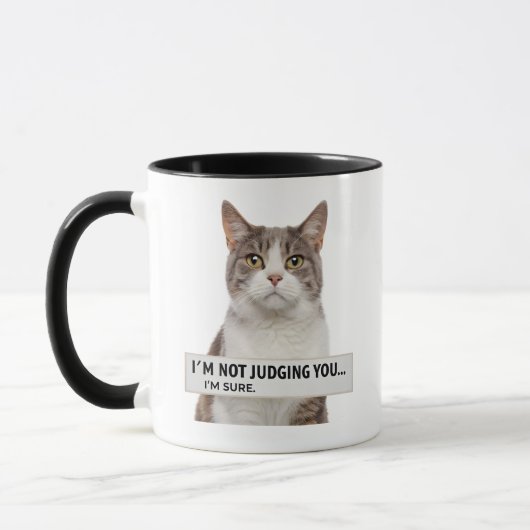 Judging Cat Sarcastic Quote Minimal Art Mok (Links)