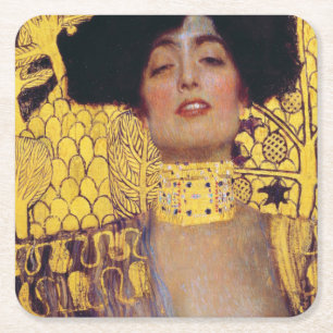 Judith (Lady in Gold), Gustav Klimt Vierkante Kartonnen Onderzetter