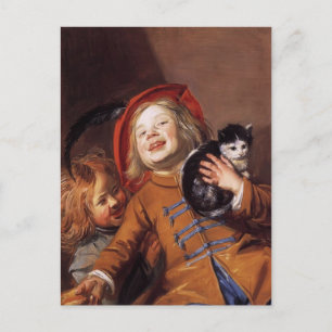 Judith Leyster - Kinderen lachen met een kat Briefkaart