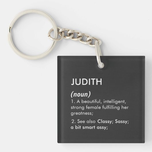Judith naam, Bewerkbare naam, Aangepaste naam Sleutelhanger (voorkant)