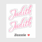 Judith Naam in Roze x2 Sticker (Vel)