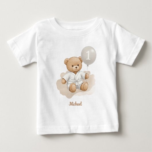 Judo Bear’s First Belt" – 1st Birthday White Belt (Voorkant)