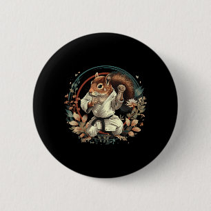 Judo Eekhoorn Natuur Vechtkunst Kickboksen Ronde Button 5,7 Cm