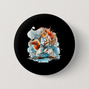 Judo Eekhoorn Waterverf Taekwondo Karate MMA Ronde Button 5,7 Cm
