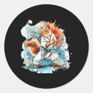 Judo Eekhoorn Waterverf Taekwondo Karate MMA Ronde Sticker