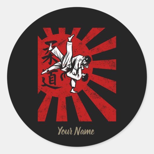 Judo Martial Arts Japans Retro Design Ronde Sticker (Voorkant)