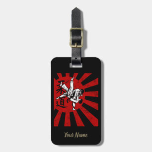 Judo Martial Arts met japanese rising Sun Bagagelabel