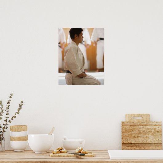 Judo Master Kneeling op een mat Poster (Keuken)