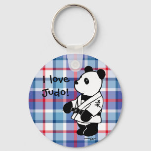 Judo Panda-Cartoon met zwarte gordel Sleutelhanger