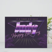 Judy Name Prénom lila retro Carte Anniversaire (Debout devant)