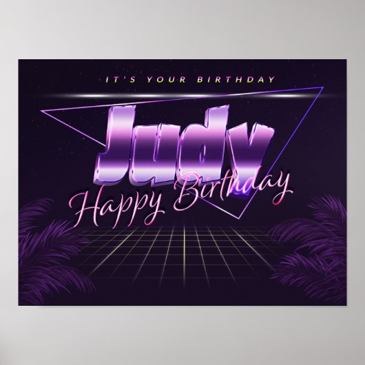Judy Nom Vorname lila retro Poster Geburtstag (Devant)
