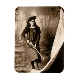Juffrouw Annie Oakley met geweer, antieke fotoport Magneet